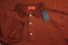 Isaia Napoli Maglia Jersey Rust Red Coral Logo Short Sleeve Polo Shirt XL NEW