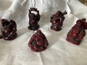 Chinese Natural Boxwood Hand-carved monk Buddha Statue 5pc Collection