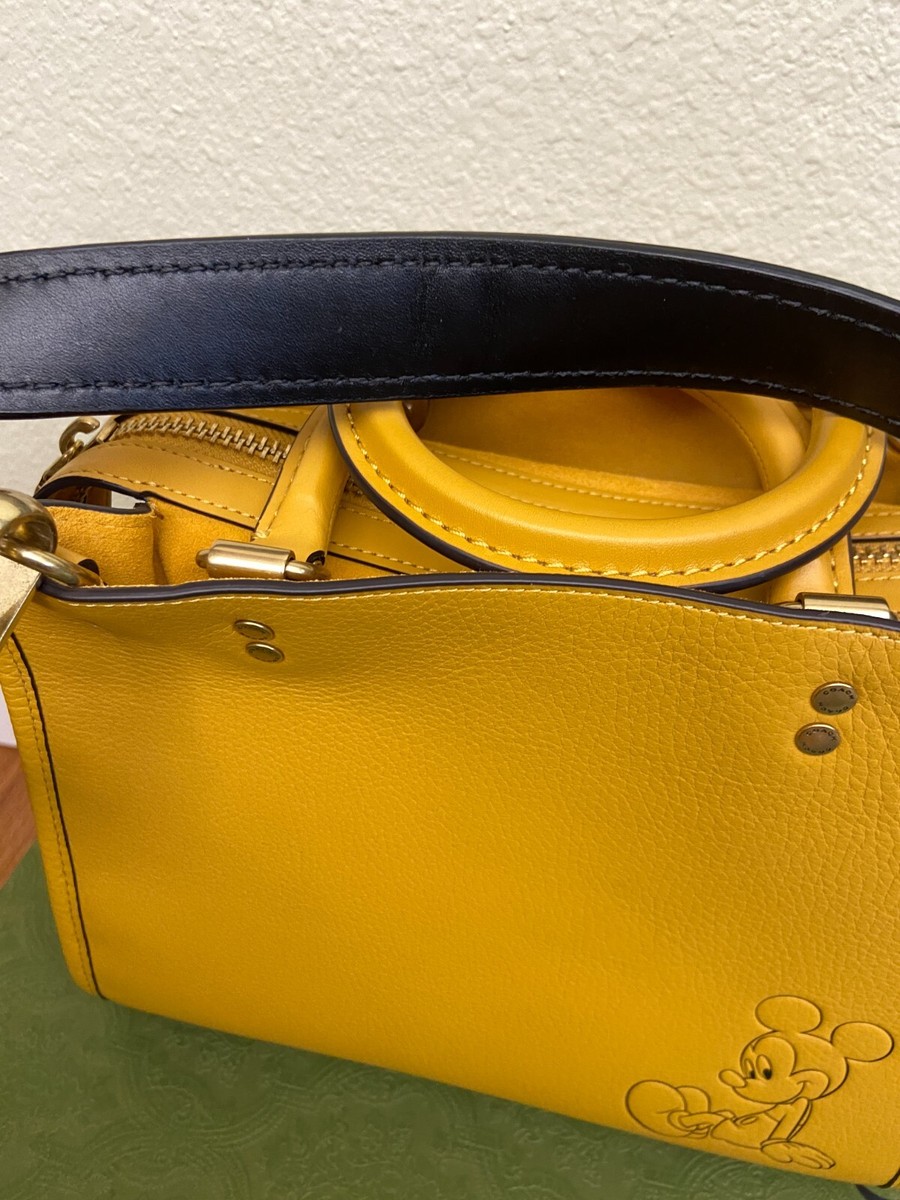 COACH X Disney Mickey Mouse Yellow Leather ROGUE 25 C6107 Shoulder