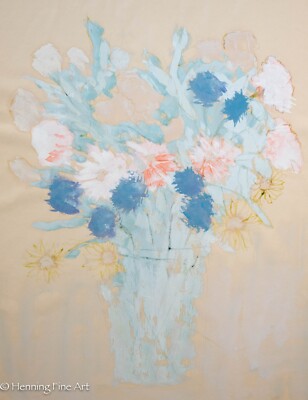 Beautiful Vintage Impressionist Floral Still Life Pastel Color Mixed Media, Fine