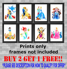 Disney Films Princesses Children's Bedroom Wall Art Poster Print Gift A5 A4