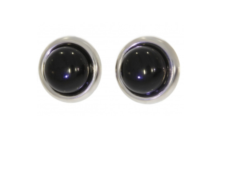 Puces d'oreilles onyx et argent massif rhodié, l'éclat de la joaillerie fine