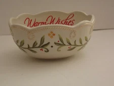 FITZ & FLOYD Holiday Bowl - "Warm Wishes" Sentiment Bowl