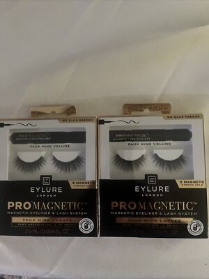 Two sets Eylure London Pro Magnetic Eyeliner Lash System Black 15 Wears NEW