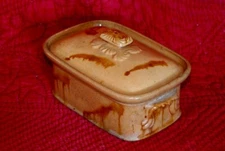 FRENCH YELLOW WARE ANTIQUE CASSEROLE w LID VINTAGE FRENCH PATE TERRINE BAKE DISH
