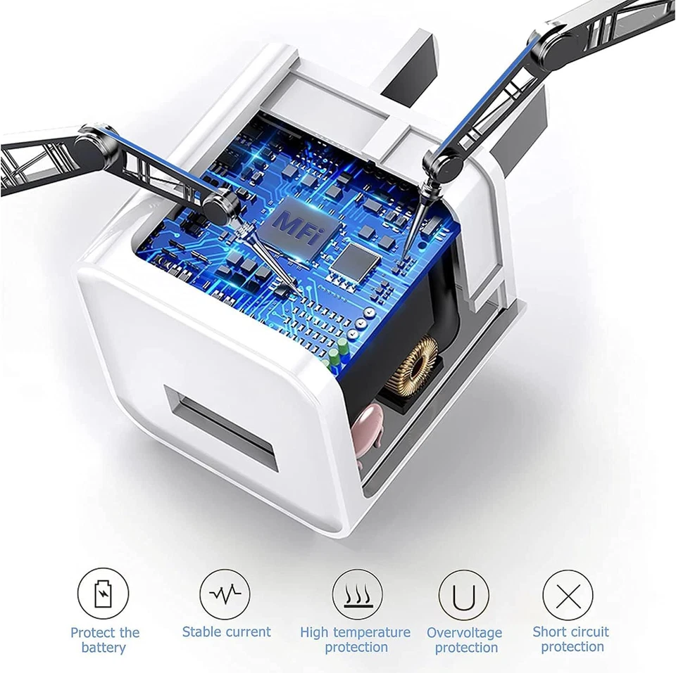 White 1A USB Power Adapter AC Home Wall Charger US Plug FOR iPhone 5 6 7 8 LOT - Image 3 of 4