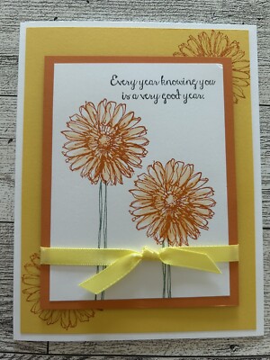 Card Set Of 4 Stampin Up Bloom With Hope Flowers Birthday Water Colored ...