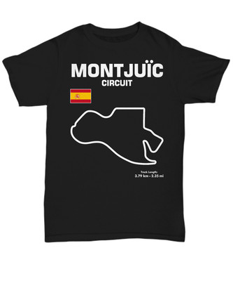 Track Outline Montjuic Circuit Spain - Unisex Tee