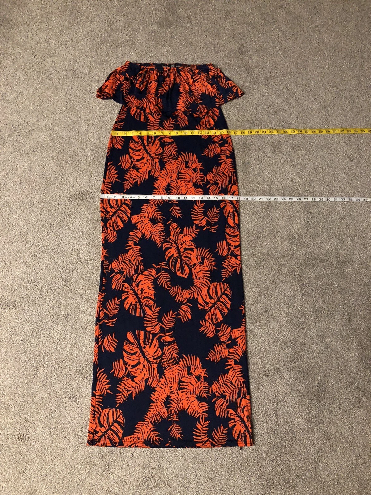 VETEMENTS BOOHOO Abito Stretchy Tema Tropicale Foglia di Palma 8 Maxi Party Boho Casual Estate