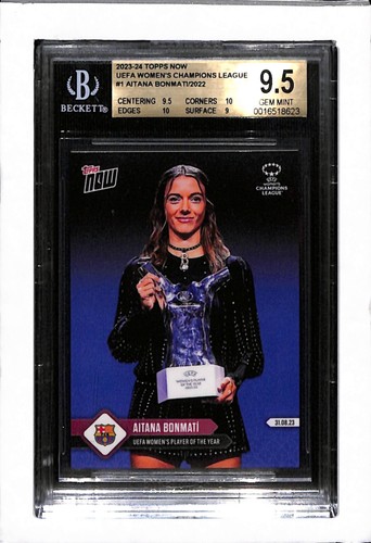 2023-24 TOPPS NOW WOMAN'S UEFA #1 AITANA BONMATI - BGS GEM 9.5 w/ TWO 10s