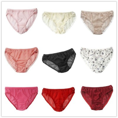 2 Pairs 100% Silk Briefs Hipster Bikini Panties See Through Transparent Knickers
