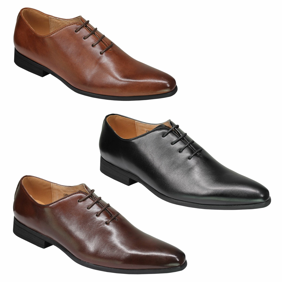Mens Black Tan brown Classic Polished Leather Lined Upper 