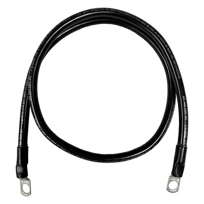 Marine Battery Cable, 2 AWG, Tinned Copper w/ Black PVC, 600'' Length, 5/16'' Lugs
