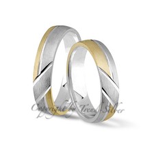 Trauringe aus 925er Silber mit Goldplatierung, GRAVUR GRATIS, J122