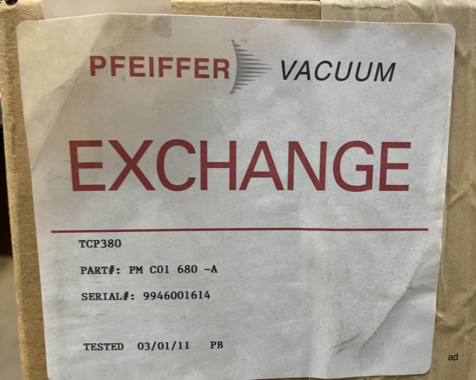 Pfeiffer TCP380; PM C01 680 - A, Refurbished Power Supply - in sealed box