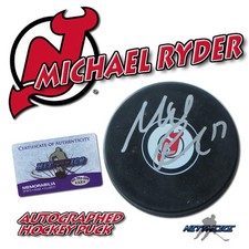 MICHAEL RYDER Signed NEW JERSEY DEVILS Puck w/COA 