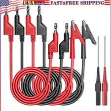 Test Leads Kit Alligator Clips Cable 4mm Banana Plug to Banana Plug Test Wire