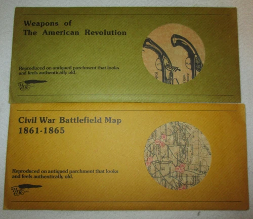 Vintage Civil War Battlefield Map & Weapons of the American Revolution Reproduce