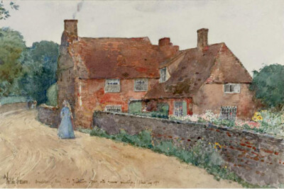 Oil painting village landscape art Broadstairs-Cottage-Frederick-Childe-Hassam