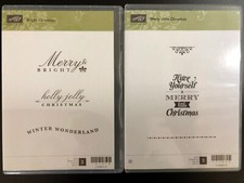 Lot of 2 Sets Stampin' Up BRIGHT Merry Little CHRISTMAS Sentiment Saying Text