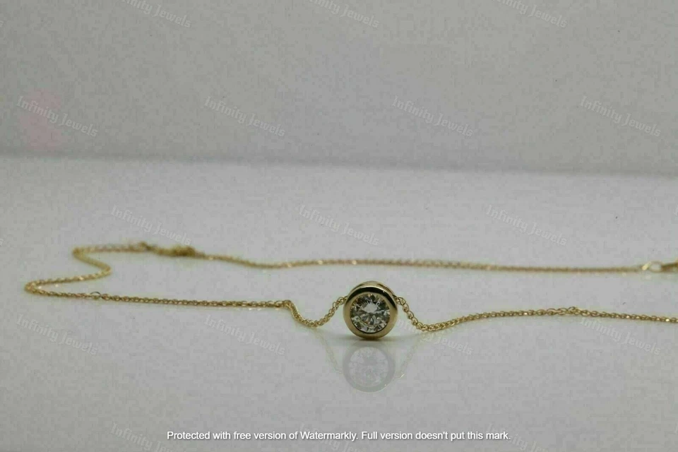 2.00Ct Round Diamond Solitaire Bezel Set Pendant Necklace 14K Yellow Gold Finish - Image 2 of 4
