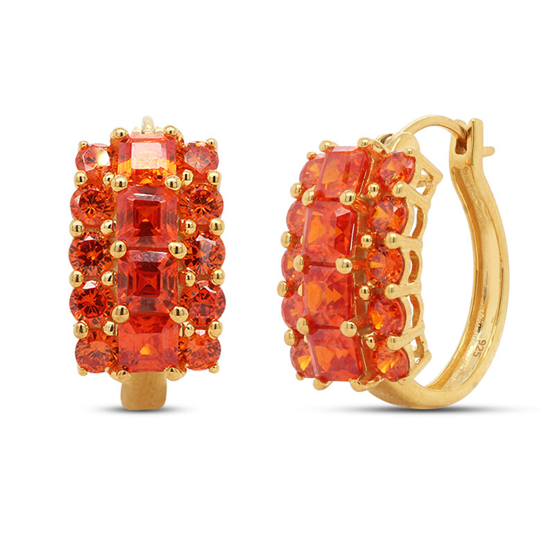 Simulated Citrine Hoop Earrings in 14K Gold-Plated Sterling Silver-image