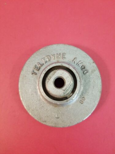 TELEDYNE AMCO ALUMINUM 80 3 5/16" DIAMETER 3/8" THREADED PULLEY, USED -FREE SHIP - Picture 1 of 3