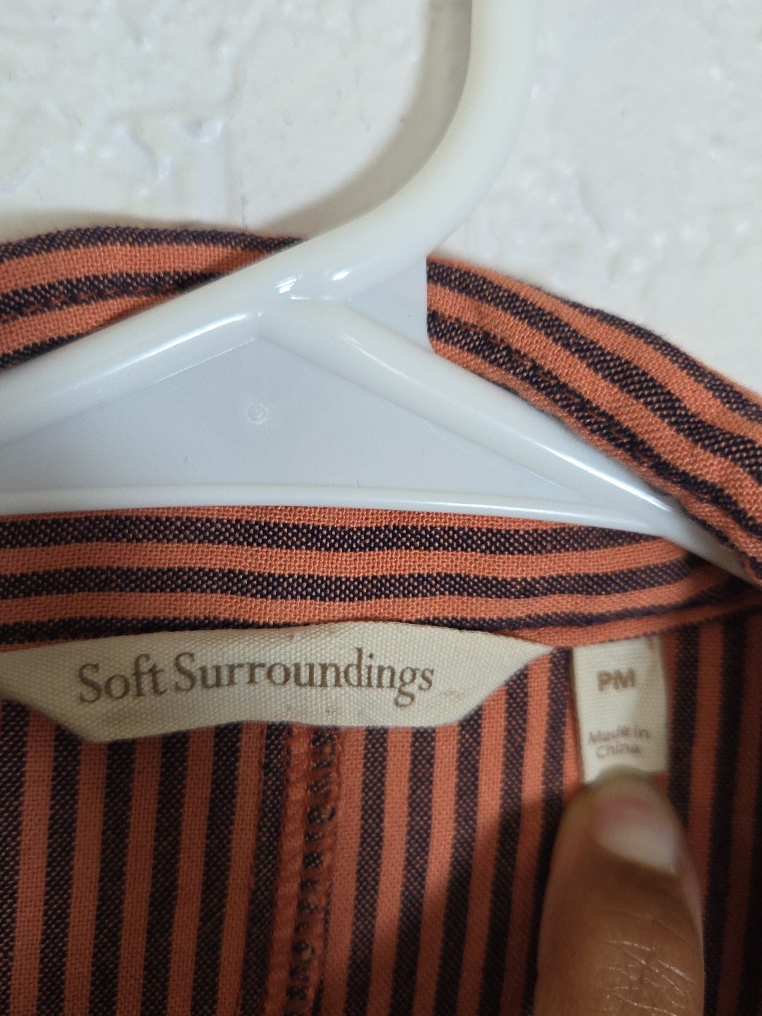Soft Surroundings Orange Button Down Striped Sash… - image 2
