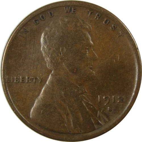 1912 S Lincoln Wheat Cent F Fine Details Penny 1c Coin SKU:I25696