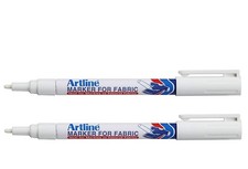 Artline White Permanent Fabric Markers pen for 1 Count (Pack of 2), white