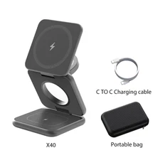 KUXIU X40 3 in 1 Foldable Magnetic Wireless Charger Stand for Iphone 17 16 15 14