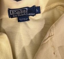Polo Ralph Lauren Men's Large 100 Cotton Yellow Golf Shirt Casual Preppy