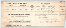 Cardani BILLHEAD Bill Check The Philadelphia Electric Company Utility 8/22 1925