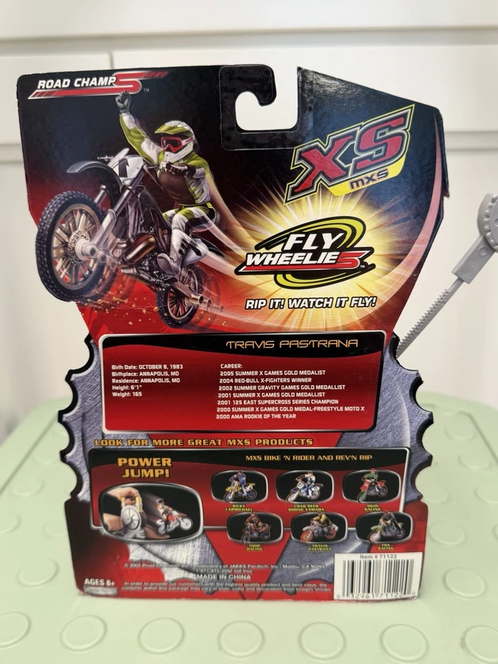 2005 Road Champs MXS Travis Pastrana #199 Fly Wheelies Dirtbike Toy XS Rare New - Image 4 of 4