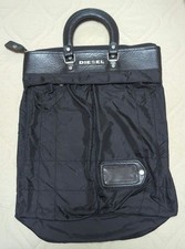 DIESEL Vintage Leder & Stoff Helm Beuteltasche Tasche Einfarbig Seltenes Design