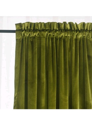 Roslynwood Olive Green Velvet Curtains 2 Panels Set, Block Light Thermal... - Picture 2 of 4