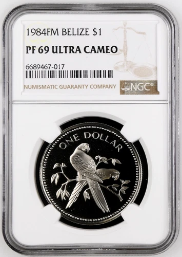 BELIZE 1 Dollar 1984-FM Copper-Nickel PROOF NGC PF 69 ULTRA CAMEO