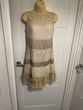 Size 8 Uk New Women Coast Calista Lace Dress Gatzby Style Fringe Natural