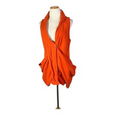 Completo Lino by Arthurio Size M Orange Linen Vest Button