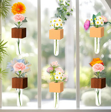 Mini Plant Propagation Station Set - 3 Glass Vases with Wooden Holders