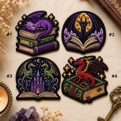 Fantasy Dragon Embroidered Patch Magical Iron On Badge Set