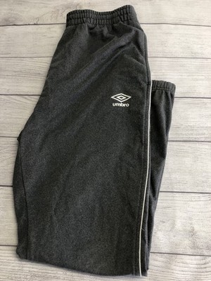 Umbro Sweatpants Mens Medium Gray Fleece Joggers Italia Soccer Side Stripe