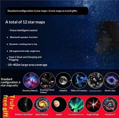Star Projector Night Light Galaxy Starry Sky Lamp Kids Bedroom Nursery USB LED