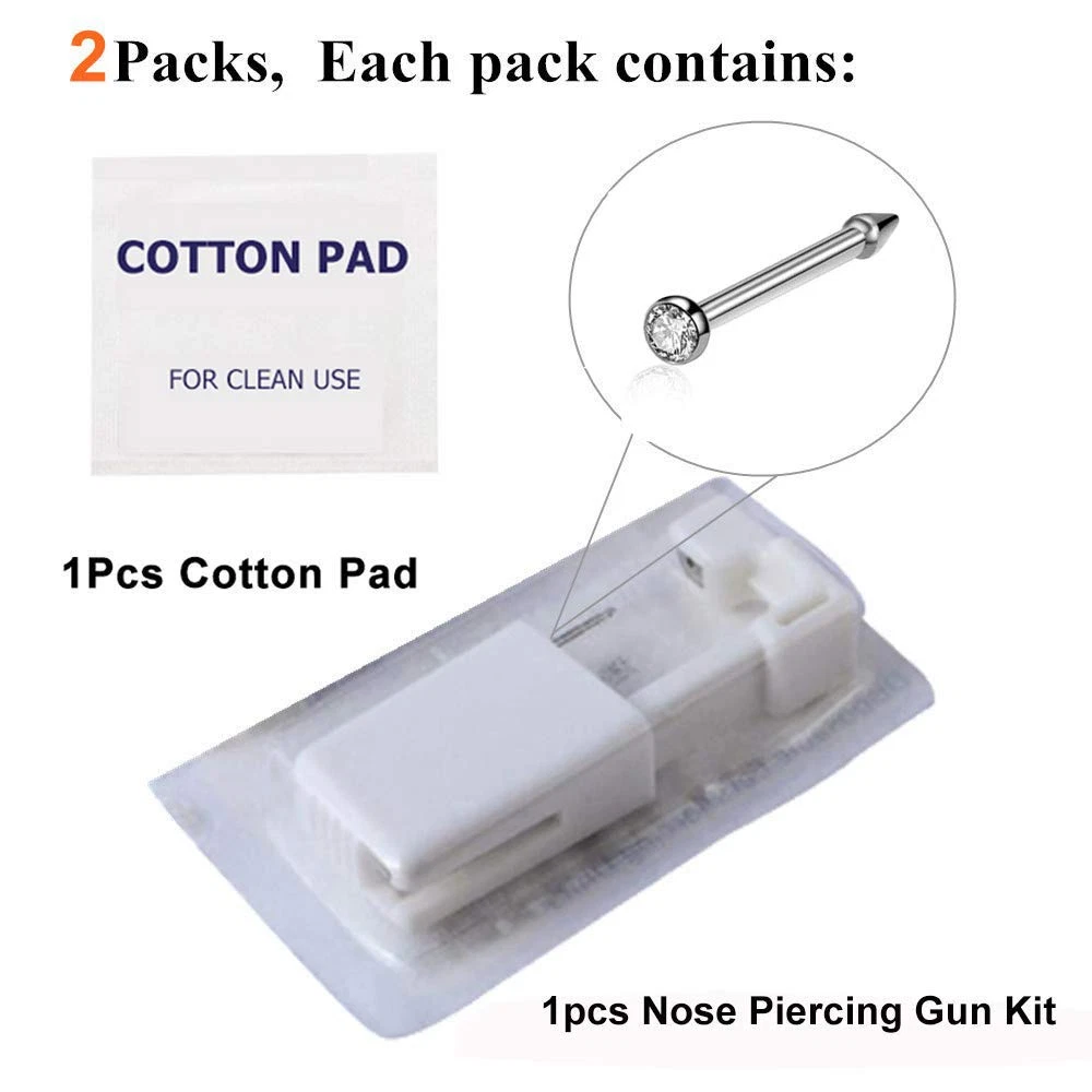 Nose Piercing Gun -  2 Pack Nose Piercing Kit Disposable Self Nose Piercing Gun image 3