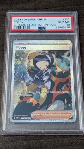 POPPY 2023 Pokemon #227/197 PSA 10 GEM-MINT Obsidian Flames SIR Graded!