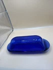 Vtg Anchor Hocking  1 /4 lb Butter Dish with /Lid Presence Cobalt Blue 7 3/8"