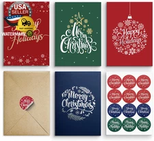 Merry Christmas Cards Boxed with Envelopes, 20 Foil-Embellished 5X7 Inch Holiday