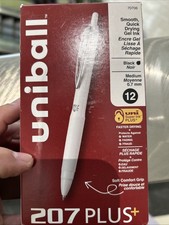 uni-ball 70706 0.7 mm 207 Plus Retractable Gel Pen - Black Ink 1-Dozen New