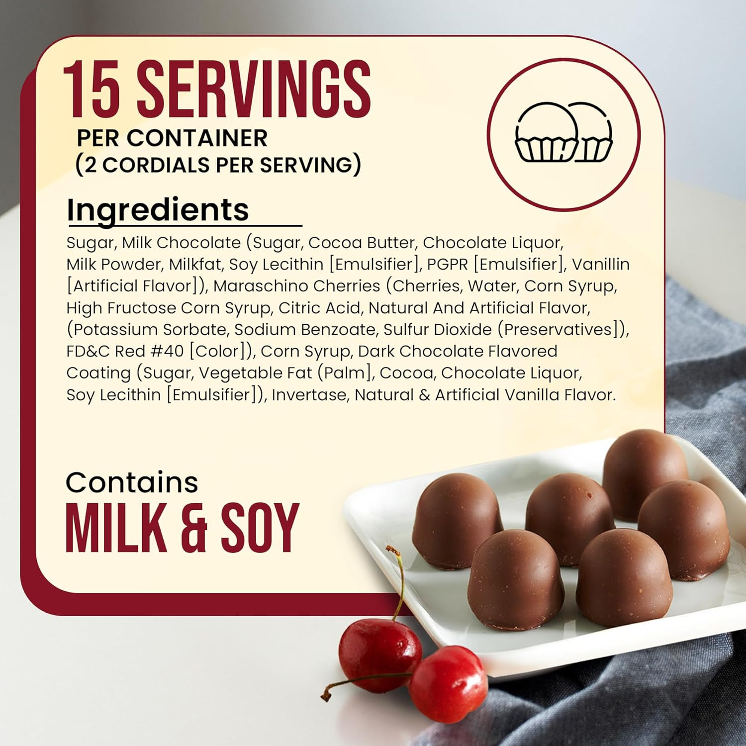 Anne Milk Chocolate Covered Cordial Cherries | 19.8 Oz | 30 Piece Gift Box | Who