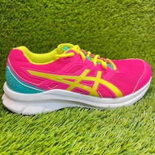 Asics Jolt 3 Girls Size 5.5Y Pink Yellow White Running Athletic Shoes Sneakers